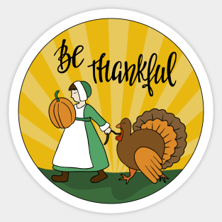 Thanksgiving Pilgrim and Turkey Sticker